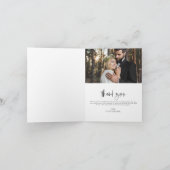 Élégant script Mariage photo Carte de remerciement (Intérieur)