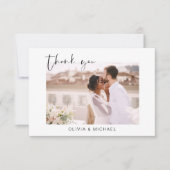 Élégant script Mariage photo Carte de remerciement (Devant)