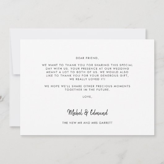Élégant script mariage photo carte de remerciement (Dos)
