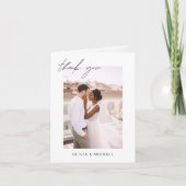 Élégant script Mariage photo Carte de remerciement (Devant)