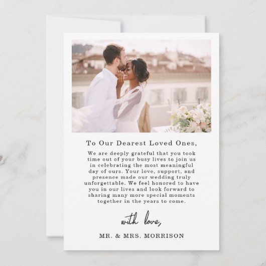 Élégant script Mariage photo Carte de remerciement (Dos)
