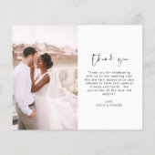 Élégant script Mariage photo Carte de remerciement (Dos)