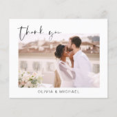 Élégant script Mariage photo Carte de remerciement (Devant)