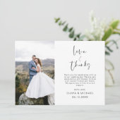 Élégant script Mariage photo Carte de remerciement (Debout devant)