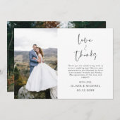 Élégant script Mariage photo Carte de remerciement (Devant / Derrière)