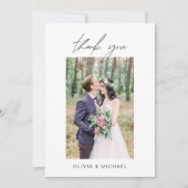 Élégant script Mariage photo Carte de remerciement (Devant)