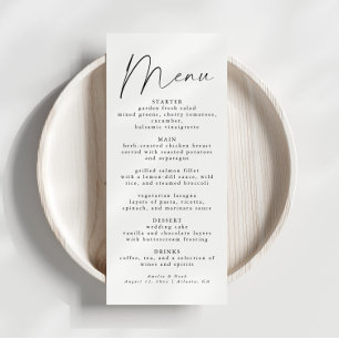 Élégant Script Mariage Réception Dîner Menu