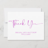 Élégant script Mariage rose Carte de remerciements (Devant)