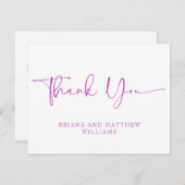 Élégant script Mariage rose Carte de remerciements (Devant / Derrière)