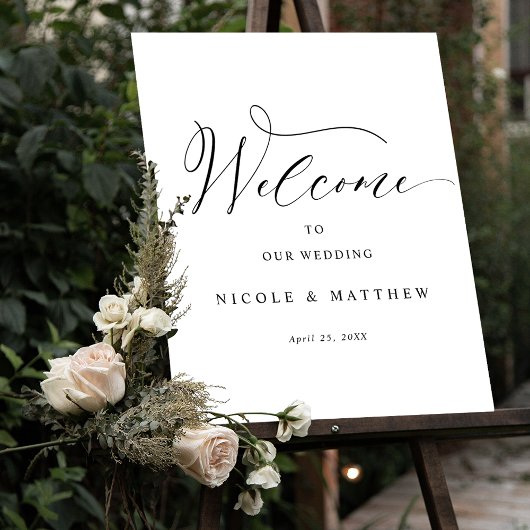 Élégant script Mariage vertical Affiche de bienven
