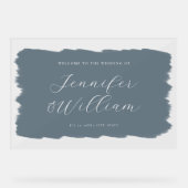 Élégant Script Mariage Welcome Paint Dusty Blue (Recto)