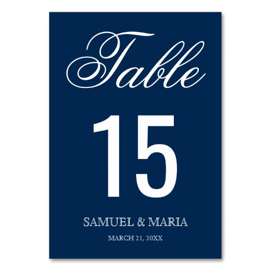 Elegant Script Marine Blauw Bruiloft Kaart (Voorkant)