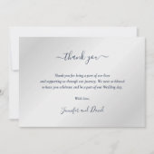 Élégant Script Marine Bleu et Argent Carte de reme (Devant)