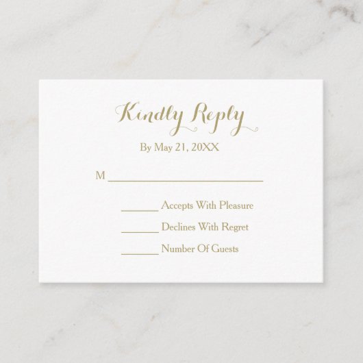 Élégant Script Marine Bleu Or Blanc carte RSVP (Devant)