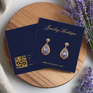 Élégant Script Marine Blue Gold Earring Carte d'af