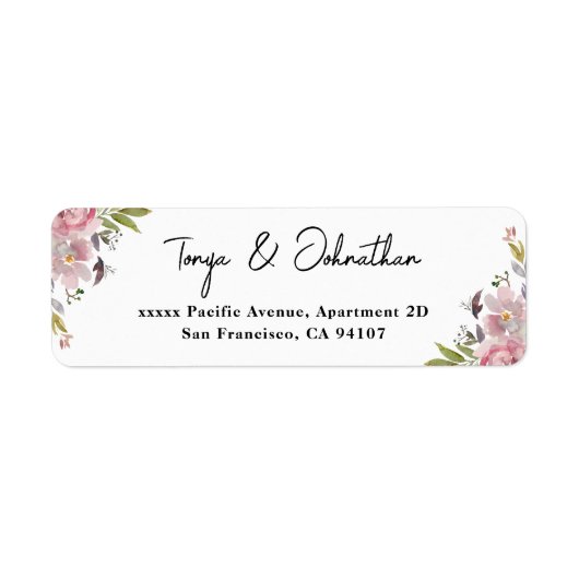 Elegant script Mauve Floral Retour Adreslabels Etiket (Voorkant)