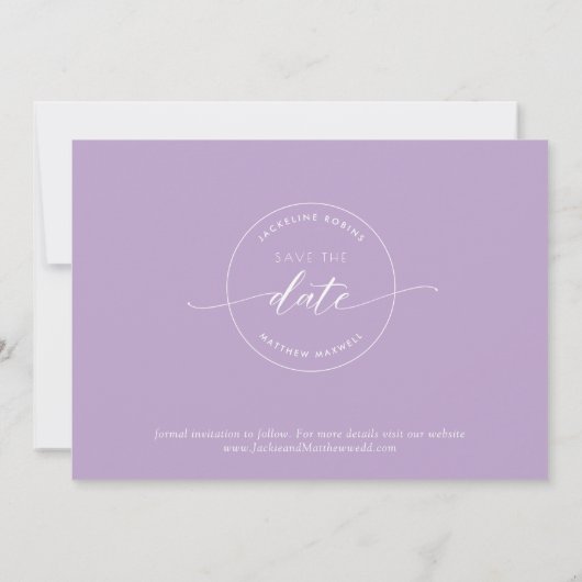 Elegant Script, Mauve Lavender Simple Wedding Save The Date (Achterkant)