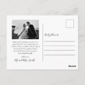 Élégant Script Mauve Mariage carte postale Merci (Dos)