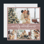 Élégant Script Mauve Photo Collage Carte de Noël<br><div class="desc">Élégante Calligraphie Minimaliste 4 Photo Collage Joyeux Script de Noël Carte de vacances. Ce modèle festif, minimaliste, fantaisiste de quatre (4) photo de carte de vacances présente un joli collage photo et dit "Joyeux Noël" script sur arrière - plan terroir mauve poussiéreux. Le texte de salutation "Joyeux Noël" est écrit...</div>
