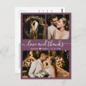 Elegant Script Mauve Wedding Dank u Briefkaart (Voorkant / Achterkant)