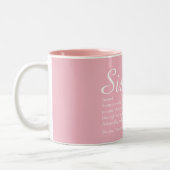 Elegant Script Meisjesachtig Roze Coole Zus Defini Tweekleurige Koffiemok (Links)
