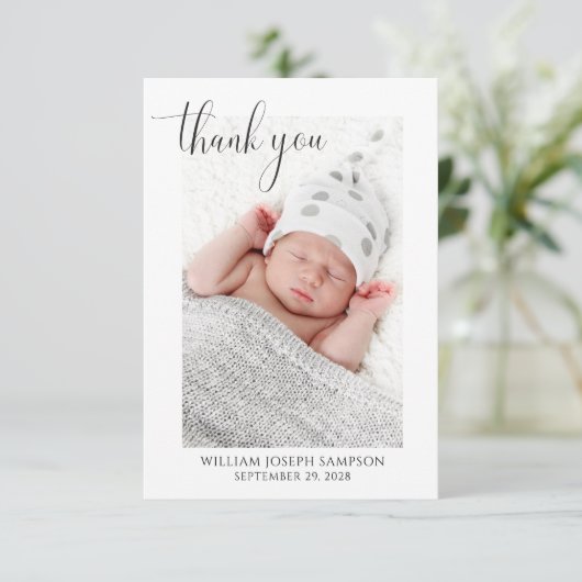 Élégant Script Merci bébé Faire-part de naissance (Debout devant)