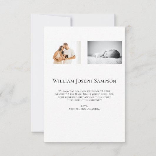 Élégant Script Merci bébé Faire-part de naissance (Dos)