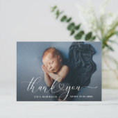 élégant script merci carte faire-part de naissance (Debout devant)