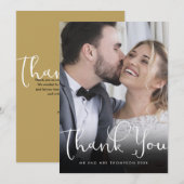 Élégant Script Merci Photo de Mariage Or (Devant / Derrière)