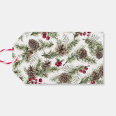 Elegant Script Merry Christmas Botanical Cadeaulabel (Achterkant Horizontaal)