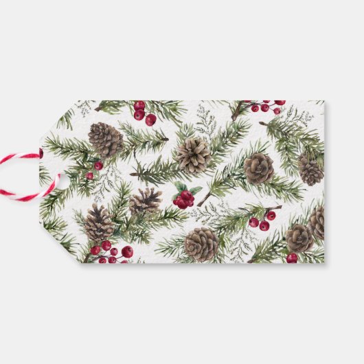 Elegant Script Merry Christmas Botanical Cadeaulabel (Achterkant Horizontaal)