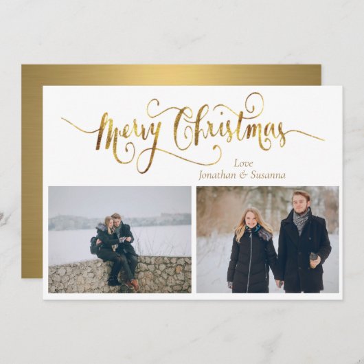 Elegant Script Merry Kerstfoto Feestdagenkaart (Voorkant / Achterkant)