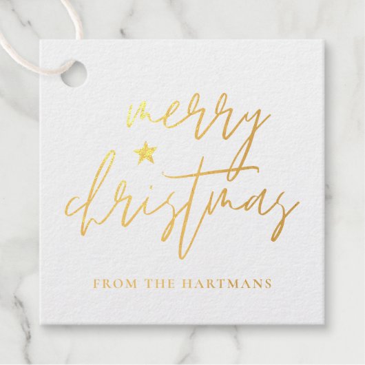 Elegant Script Merry Kerstmis Bedankjes Labels (Voorkant)