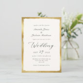 Elegant script met Gold Edge Semi formele bruiloft Kaart (Staand voorkant)