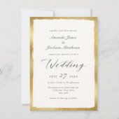 Elegant script met Gold Edge Semi formele bruiloft Kaart (Voorkant)