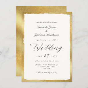 Elegant script met Gold Edge Semi formele bruiloft Kaart