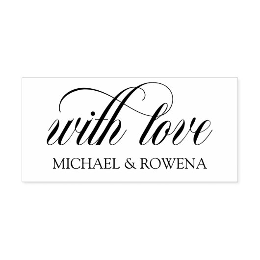 Elegant script met liefde uw namen rubberstempel (Afrduk)