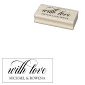 Elegant script met liefde uw namen 	rubberstempel (Gestempeld)