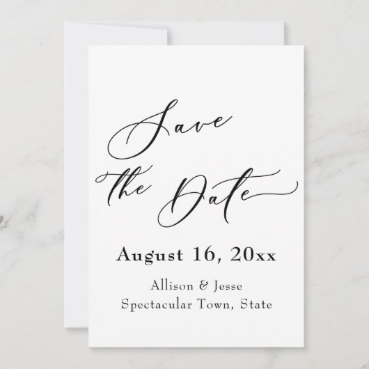Elegant script met rode klaprozen Save the Date ka (Voorkant)