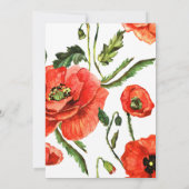 Elegant script met rode klaprozen Save the Date ka (Achterkant)