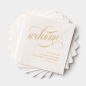 Elegant script met wervelingen bruiloft welkom gou folie servetten (Insitu (Gestapeld))