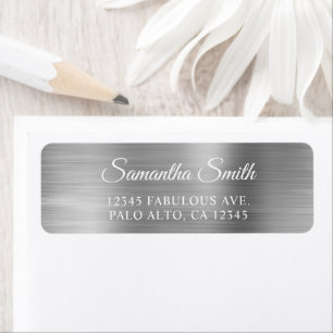 Elegant Script Metaal Zilver Etiket