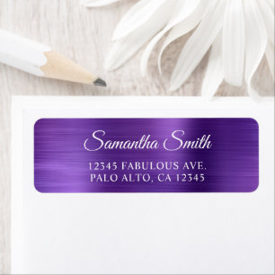 Elegant Script Metallic Amethist Etiket