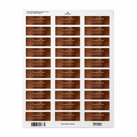 Elegant Script Metallic Brons Bruin Etiket (Full Sheet)