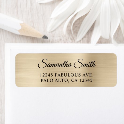 Elegant Script Metallic Champagne Etiket (Insitu)