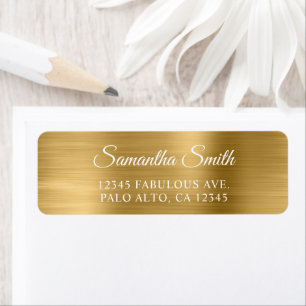 Elegant Script Metallic Gold Etiket