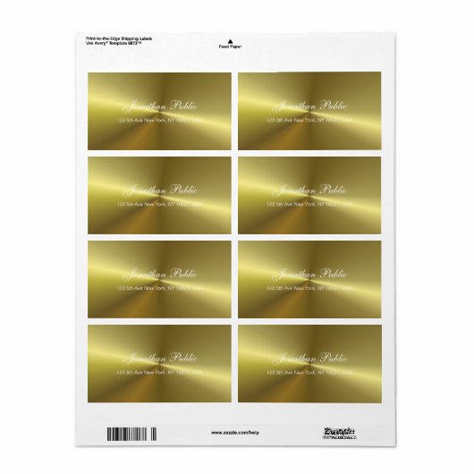 Elegant Script Metallic Gold Sjabloon Etiket (Full Sheet)