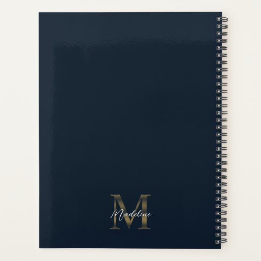 Elegant Script Metallic Navy Blue Gold Monogram (Dos)