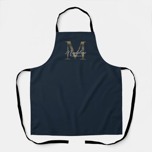 Elegant Script Metallic Navy Blue Gold Monogram Schort (Voorkant)