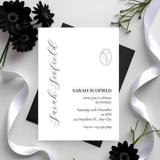 Élégant Script minimal 30e Invitation anniversaire